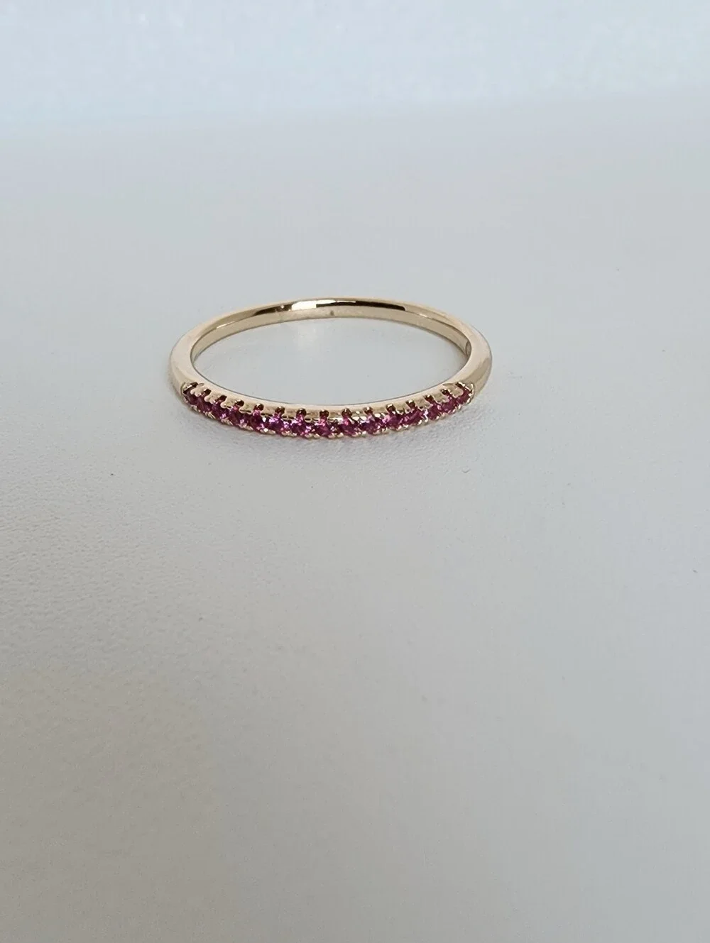 Pink Violet CZ Gold Plated Stacking Ring Dainty Band Size 6 - Picture 5 of 6